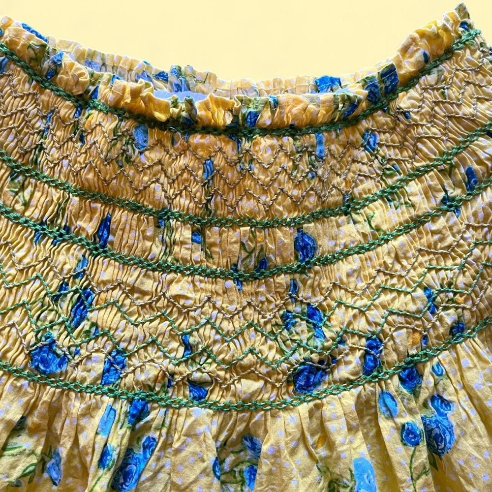 Mary Marshmallow Charming Floral Everyday Skirt in Yellow and Blue - Picture 4 of 7